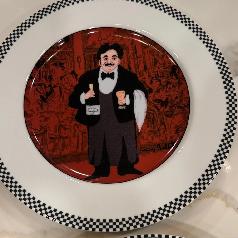 Guy Buffet Waiter Suite Porcelain Dinner Plates (4)